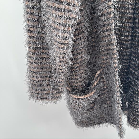 ASTARS Cupcakes Cardigan Blush Pink Gray Stripe Eyelash Pockets Long Size Small - Picture 9 of 14